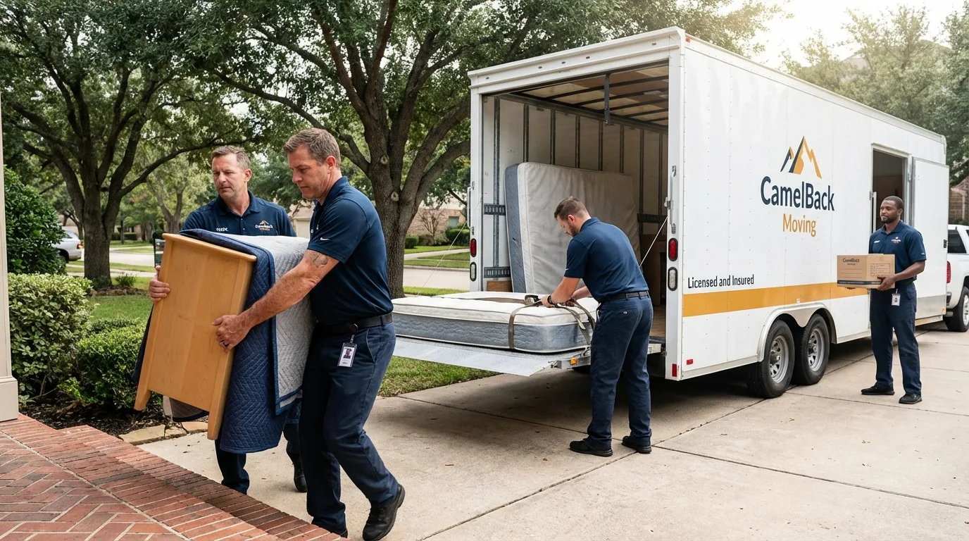 Crew loading residential truck for cross-state move from Nederland, CO