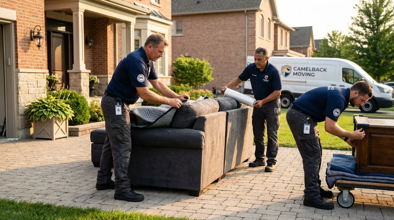 Large estate moving crew wrapping furniture in Nederland, CO